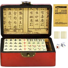 Fengshuibringluck Chinese Mahjong Tiles Set,0.9" Traditional Game 149PCS Party＆Travel Family Mahjong Game Set (Dragon ＆ Phoenix)