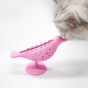 Cat Toy Treat Dispensing Toy for Kittens, Cat Teething Toy Puppy Chew Tooth Toy Durable Silicone Cat Dental Care Interactive Chew Toy with Suction, Blue (1 PCS)