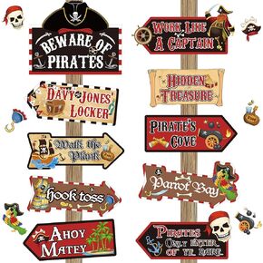 20 Pieces Pirate Party Sign Pirate Party Supplies Skull Sign Pirate Theme Party Decorations Kids Birthday Party Favors