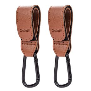 Leather Mommy Stroller Clips and Hooks for Shopping Bags Multipurpose Baby Stroller Hooks for Hanging Diaper Bag (Coffee Hook) in Kuwait