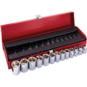 Klein Tools 65514 1/2-Inch Drive Socket Wrench Set with Hex Drive and Deep Sockets in SAE Sizes, Case Included, 8-Piece