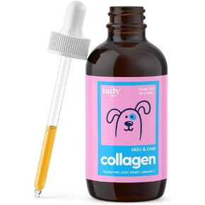 Skin and Coat Supplement for Dogs, Cats | Taily Liquid Collagen for Dogs | Itch Relief for Dogs with Allergies, with Grass Fed Collagen, Biotin, Vitamin C and Hyaluronic Acid | Made in USA
