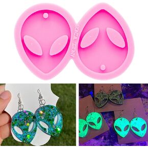 Shiny Glossy Alien-Shape Resin Jewelry Molds Silicone Molds for Epoxy Resin Earring Making Supplies Resin Keychain Mold Clay Molds Handmade Jewellrey Silicone Mould Epoxy Resin Craft Tools Small Size