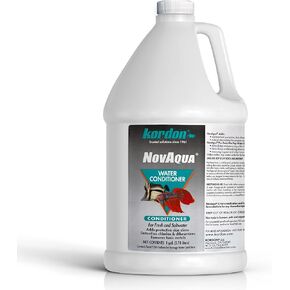 KORDON Novaqua Aquarium Water Conditioner for Freshwater & Saltwater – Instantly Detoxifies Chlorine, Chloramines, & Heavy Metals in Tap Water, Replaces Fish Slime Coat, Adds pH Buffers, 1-gallon