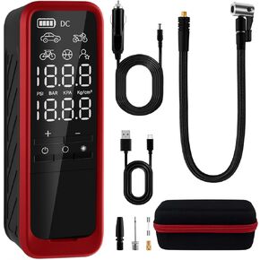 Tire Inflator Portable Air Compressor-Air Pump 9000mAh & 160PSI Cordless Electric for Car, Motorcycle, Bike, Ball, with Tire Gauge Pressure, Dual-Use Type