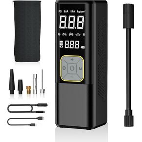 Tire Inflator Portable Air Compressor，Portable Air Pump for Car Tires， w/Digital tire Pressure Gauge,2X Faster Inflation 150PSI with Emergency Light，Motorcycle Pump ，Bike Pump ，ball pump