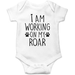 CBTwear I Am Working on My Roar - Funny Novelty Newborn Girl or Boy Outfit - Cute Infant One-Piece Baby Bodysuit in Kuwait