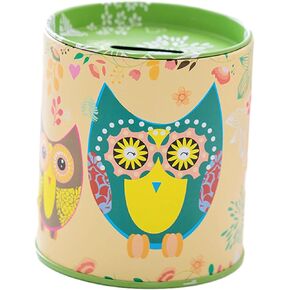Piggy Bank, Reusable Kids Piggy Bank Tinplate Owl Money Coin Cash Saving Box Desk Decor Storage Box for Boys and Girls