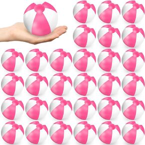 Whaline 50 Pieces 5 Inch Pink and White Inflatable Beach Ball Round Pool PVC Balls Cute Game Toys for Summer Hawaiian Tropical Theme Beach Party Decorations Water Sand Game Accessory