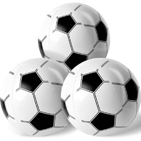 LovesTown 3PCS Inflatable Soccer Balls, 12 Inch Large Beach Balls for Soccer Party Decorations, Pool Party Favors