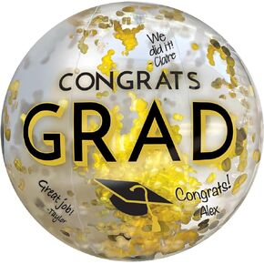 كرة الشاطئ Congrats Grad - منفوخة مقاس 16 بوصة | أسود، فضي، ذهبي | قطعة واحدة.