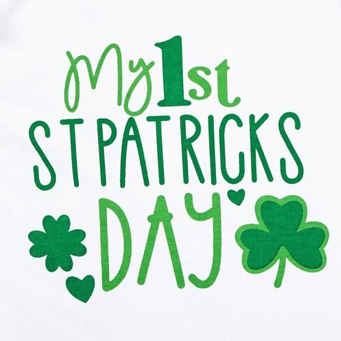 مجموعة تنورة من Aenbilo My 1st St. Patricks للفتيات الصغيرات فستان St Patricks Day مكشكش وأكمام طويلة رومبير Lucky Clover طباعة تنورة in Kuwait