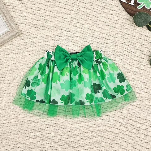مجموعة تنورة من Aenbilo My 1st St. Patricks للفتيات الصغيرات فستان St Patricks Day مكشكش وأكمام طويلة رومبير Lucky Clover طباعة تنورة in Kuwait