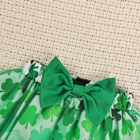 مجموعة تنورة من Aenbilo My 1st St. Patricks للفتيات الصغيرات فستان St Patricks Day مكشكش وأكمام طويلة رومبير Lucky Clover طباعة تنورة in Kuwait