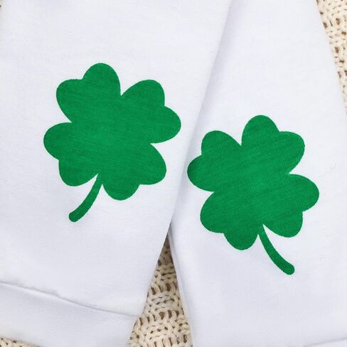 مجموعة تنورة من Aenbilo My 1st St. Patricks للفتيات الصغيرات فستان St Patricks Day مكشكش وأكمام طويلة رومبير Lucky Clover طباعة تنورة in Kuwait