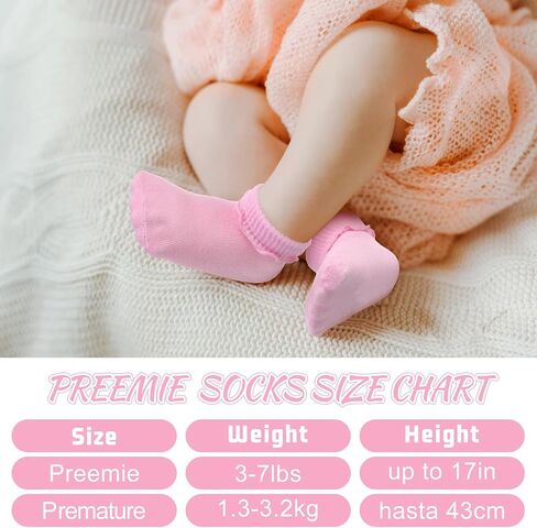 Toulite 24 Pairs Preemie Socks Preemie Ruffle Socks Preemie Newborn Cotton Socks Turn Cuff NICU Baby Socks for Hospital Premature Newborn Girls Boys in Saudi Arabia