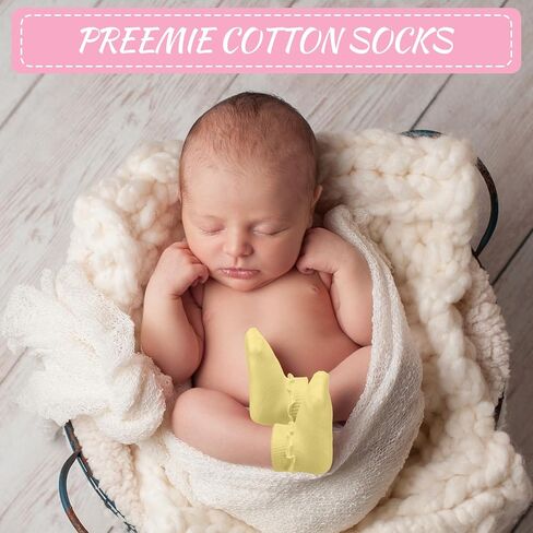 Toulite 24 Pairs Preemie Socks Preemie Ruffle Socks Preemie Newborn Cotton Socks Turn Cuff NICU Baby Socks for Hospital Premature Newborn Girls Boys in Saudi Arabia