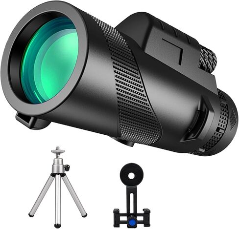 منظار أحادي مقاس 80 × 100 مع حامل ثلاثي القوائم وحقيبة حمل ومشبك هاتف + حامل تلسكوبي مناسب لمشاهدة الطيور والصيد ومشاهدة مناظر الحياة البرية والتصويب على الأهداف in Kuwait