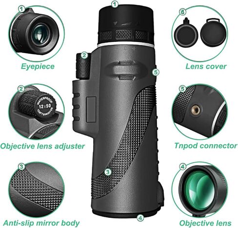 منظار أحادي مقاس 80 × 100 مع حامل ثلاثي القوائم وحقيبة حمل ومشبك هاتف + حامل تلسكوبي مناسب لمشاهدة الطيور والصيد ومشاهدة مناظر الحياة البرية والتصويب على الأهداف in Kuwait
