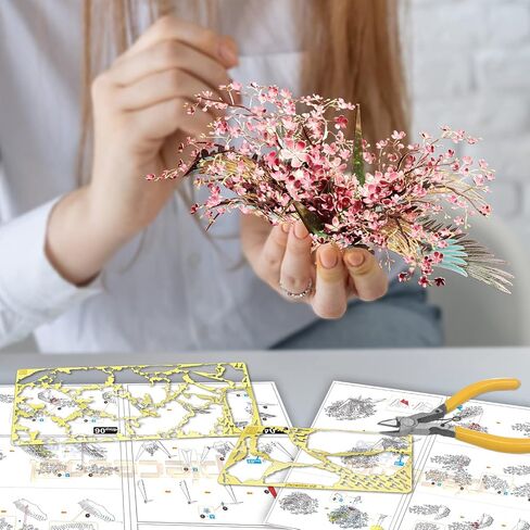 Piececool 3D Metal Model Puzzles for Adults, Peach Blossom Wish Cranes Model Building Kits, Brain Teaser Puzzle Beautiful DIY Craft Kits Great Birthday, 65Pcs in Saudi Arabia