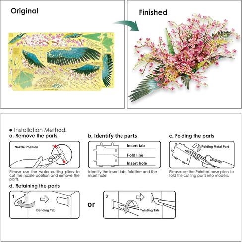 Piececool 3D Metal Model Puzzles for Adults, Peach Blossom Wish Cranes Model Building Kits, Brain Teaser Puzzle Beautiful DIY Craft Kits Great Birthday, 65Pcs in Saudi Arabia