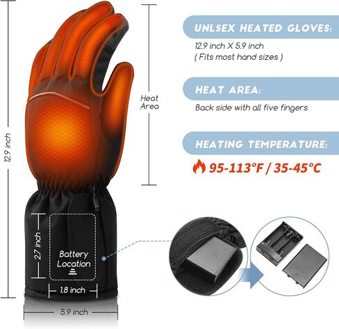 Electric Heated Gloves Waterproof Touchscreen Hand Warmer Gloves for Motorcycle Skiing Hiking and Cycling Bike Gloves for Men and Women in Saudi Arabia