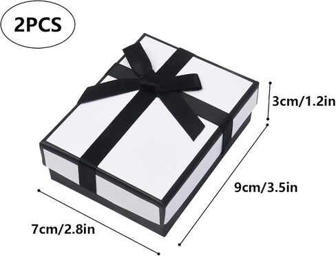 Nwvuop 2Pcs Small Gift Boxes for Jewelry, 9× 7× 3 cm Cardboard Jewelry Gift Boxes Small Earring Necklace Gift Box with Bow, White in Saudi Arabia