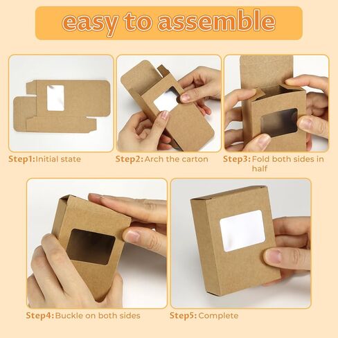 50 Pack Kraft Soap Box with Window Rectangle Window, 3.5 x 2.6 x 1.2 Inch Soap Boxes for Homemade Soap, Bakery Candy, Jewelry Display Chocolate Packaging Wedding Party Favor(Brown in Kuwait