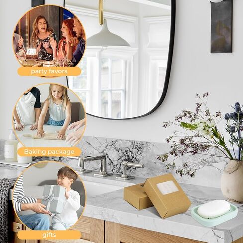 50 Pack Kraft Soap Box with Window Rectangle Window, 3.5 x 2.6 x 1.2 Inch Soap Boxes for Homemade Soap, Bakery Candy, Jewelry Display Chocolate Packaging Wedding Party Favor(Brown in Kuwait