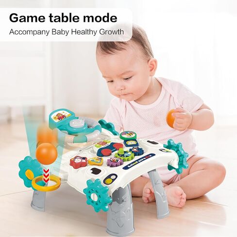 3 in1 Walker and Push Toy for Baby, Baby Sit-to-Stand Activity Center, Early Education Musical Play Table, Steering Wheel Car Driving Play Panel Toy for Infant 6-12 Months Boys Girls Gray in Saudi Arabia