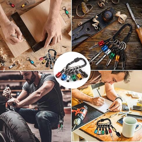 6 قطع حامل لقمة محمولة سلسلة مفاتيح محمولة 1/4 بوصة سداسية ساق مثقاب مفك براغي حامل لقمة مفاتيح سلسلة مفاتيح سريعة التغيير أدوات محول برغي الحفر هدايا للرجال (مجموعة واحدة متعددة الألوان) in Kuwait