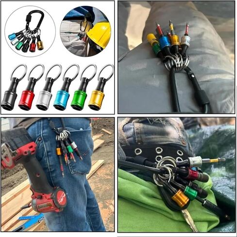 6 قطع حامل لقمة محمولة سلسلة مفاتيح محمولة 1/4 بوصة سداسية ساق مثقاب مفك براغي حامل لقمة مفاتيح سلسلة مفاتيح سريعة التغيير أدوات محول برغي الحفر هدايا للرجال (مجموعة واحدة متعددة الألوان) in Kuwait