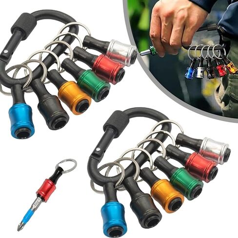 6 قطع حامل لقمة محمولة سلسلة مفاتيح محمولة 1/4 بوصة سداسية ساق مثقاب مفك براغي حامل لقمة مفاتيح سلسلة مفاتيح سريعة التغيير أدوات محول برغي الحفر هدايا للرجال (مجموعة واحدة متعددة الألوان) in Kuwait