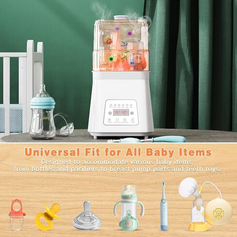 Fisca Baby Bottle Sterilizer and Dryer, 8-in-1 Large Capacity Electric Steam Bottle Sanitizer Universal for All Baby Stuffs Pacifiers Breast Pump Parts, Fast Sterilize Dry and Warm, with Touch Screen in Kuwait