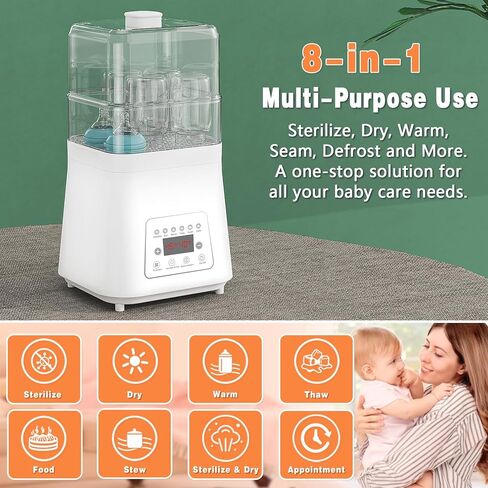 Fisca Baby Bottle Sterilizer and Dryer, 8-in-1 Large Capacity Electric Steam Bottle Sanitizer Universal for All Baby Stuffs Pacifiers Breast Pump Parts, Fast Sterilize Dry and Warm, with Touch Screen in Kuwait