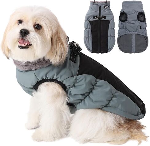 Gyuzh Dog Coat Jacket Vest Clothes Dog Harness Coat Reflective Adjustable Dog Jackets Dog Clothes Winter Waterproof Dog Coats for Small Medium Large Dogs (X-Small, Blue) in Kuwait