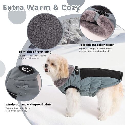 Gyuzh Dog Coat Jacket Vest Clothes Dog Harness Coat Reflective Adjustable Dog Jackets Dog Clothes Winter Waterproof Dog Coats for Small Medium Large Dogs (X-Small, Blue) in Kuwait