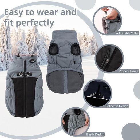 Gyuzh Dog Coat Jacket Vest Clothes Dog Harness Coat Reflective Adjustable Dog Jackets Dog Clothes Winter Waterproof Dog Coats for Small Medium Large Dogs (X-Small, Blue) in Kuwait