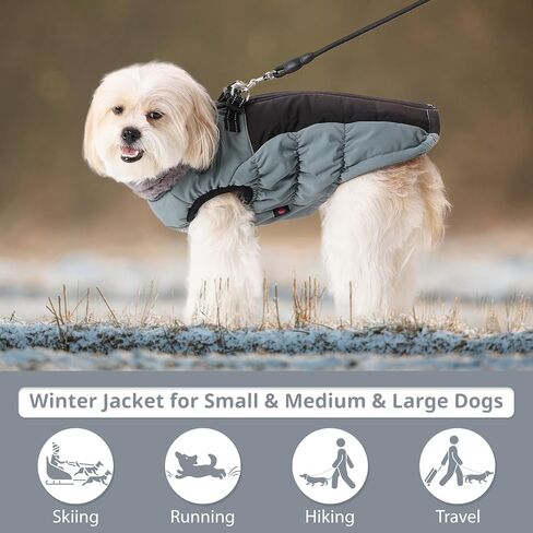 Gyuzh Dog Coat Jacket Vest Clothes Dog Harness Coat Reflective Adjustable Dog Jackets Dog Clothes Winter Waterproof Dog Coats for Small Medium Large Dogs (X-Small, Blue) in Kuwait
