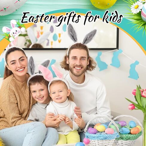 4 عبوات من سلة عيد الفصح مع بطانة من عشب الرافية سلة بيض عيد الفصح مع مقبض سلة هدايا منسوجة لصيد البيض وتخزين الحلوى وحفلات النزهة، 7.9 × 3.9 × 3.9 بوصة (لون لطيف، دانتيل) in Kuwait