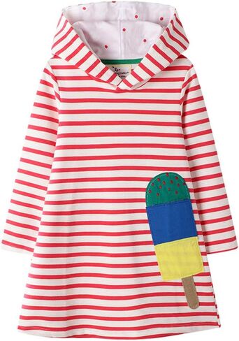 Teen Baby Girls Dress Stripes Hoodie Pullover Cotton Long Sleeve Round Neck Hooded Dresses Clothing in Saudi Arabia