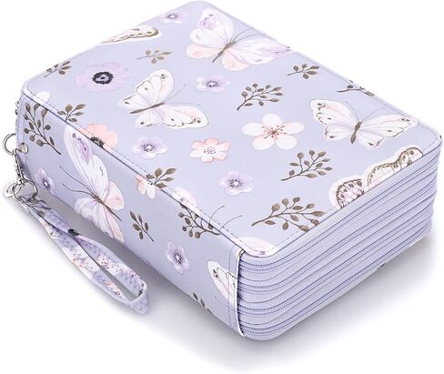 BTSKY Colored Pencil Case- 200 Slots Pencil Holder Pen Bag Large Capacity Pencil Organizer with Handle Strap Handy Colored Pencil Box with Printing Pattern (Light Blue Hummingbird) in Saudi Arabia