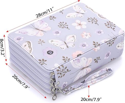 BTSKY Colored Pencil Case- 200 Slots Pencil Holder Pen Bag Large Capacity Pencil Organizer with Handle Strap Handy Colored Pencil Box with Printing Pattern (Light Blue Hummingbird) in Saudi Arabia