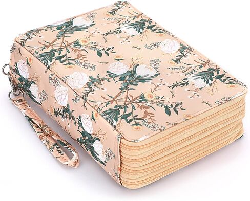BTSKY Colored Pencil Case- 200 Slots Pencil Holder Pen Bag Large Capacity Pencil Organizer with Handle Strap Handy Colored Pencil Box with Printing Pattern (Light Blue Hummingbird) in Saudi Arabia