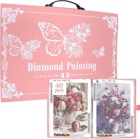 ZYNERY 2 Pack A3 Diamond Painting Storage Book Handheld, 60 Pages Diamond Art Portfolio, Large Diamond Art Storage Folder Suitable for 12x16 inch Diamond Painting (Pink + Blue) in Saudi Arabia