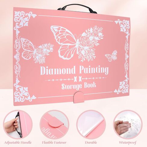 ZYNERY 2 Pack A3 Diamond Painting Storage Book Handheld, 60 Pages Diamond Art Portfolio, Large Diamond Art Storage Folder Suitable for 12x16 inch Diamond Painting (Pink + Blue) in Saudi Arabia