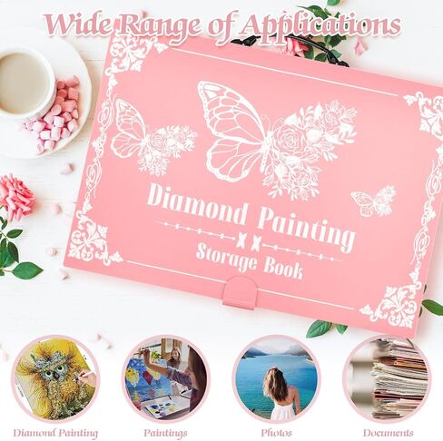 ZYNERY 2 Pack A3 Diamond Painting Storage Book Handheld, 60 Pages Diamond Art Portfolio, Large Diamond Art Storage Folder Suitable for 12x16 inch Diamond Painting (Pink + Blue) in Saudi Arabia