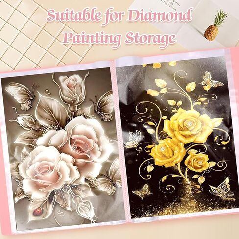 ZYNERY 2 Pack A3 Diamond Painting Storage Book Handheld, 60 Pages Diamond Art Portfolio, Large Diamond Art Storage Folder Suitable for 12x16 inch Diamond Painting (Pink + Blue) in Saudi Arabia