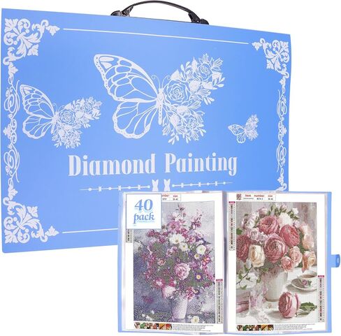 ZYNERY 2 Pack A3 Diamond Painting Storage Book Handheld, 60 Pages Diamond Art Portfolio, Large Diamond Art Storage Folder Suitable for 12x16 inch Diamond Painting (Pink + Blue) in Saudi Arabia