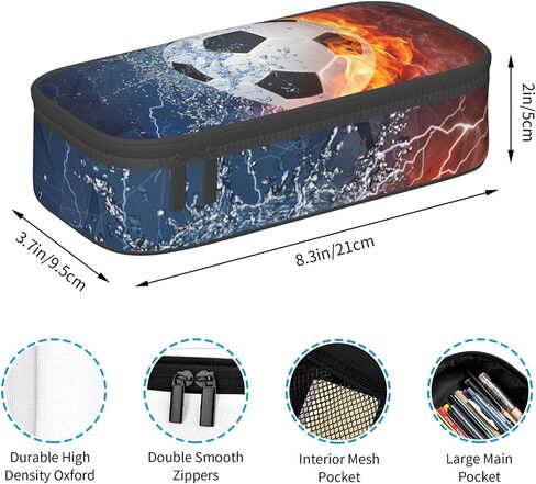 Soccer Pencil Case for Boys Teens Men, Sports Pencil Box with Soccer Balls Pattern, Large Capacity Durable Pencil Pouch Storage Pen Bag Organizer Stationery for Adults Work Office in Saudi Arabia